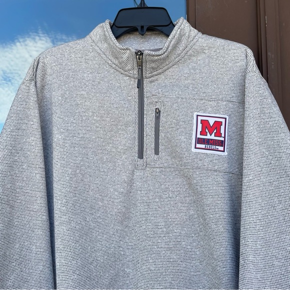 Champion Other - Champion Ole Miss Rebels Grey/White 1/4-Zip Fleece Pullover XL